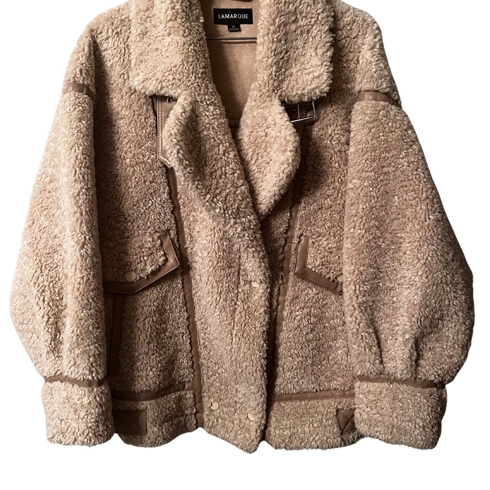 LAMARQUE Women's Cozy Cream Teddy Jacket